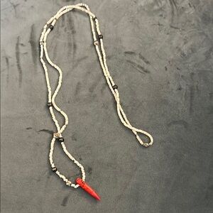 Anthropologie Cream and Red Beaded Necklace
